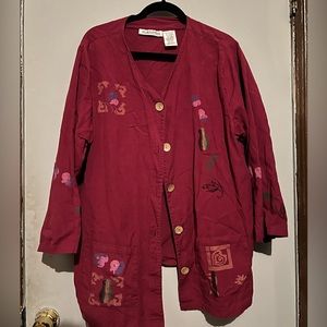 Vintage hand painted hippie button down with cork buttons